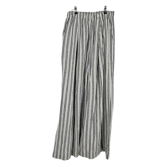 Apiece Apart Suerte Wide Leg Pants White Blue Striped Elastic Waist Pull On Sz M - Picture 2 of 7